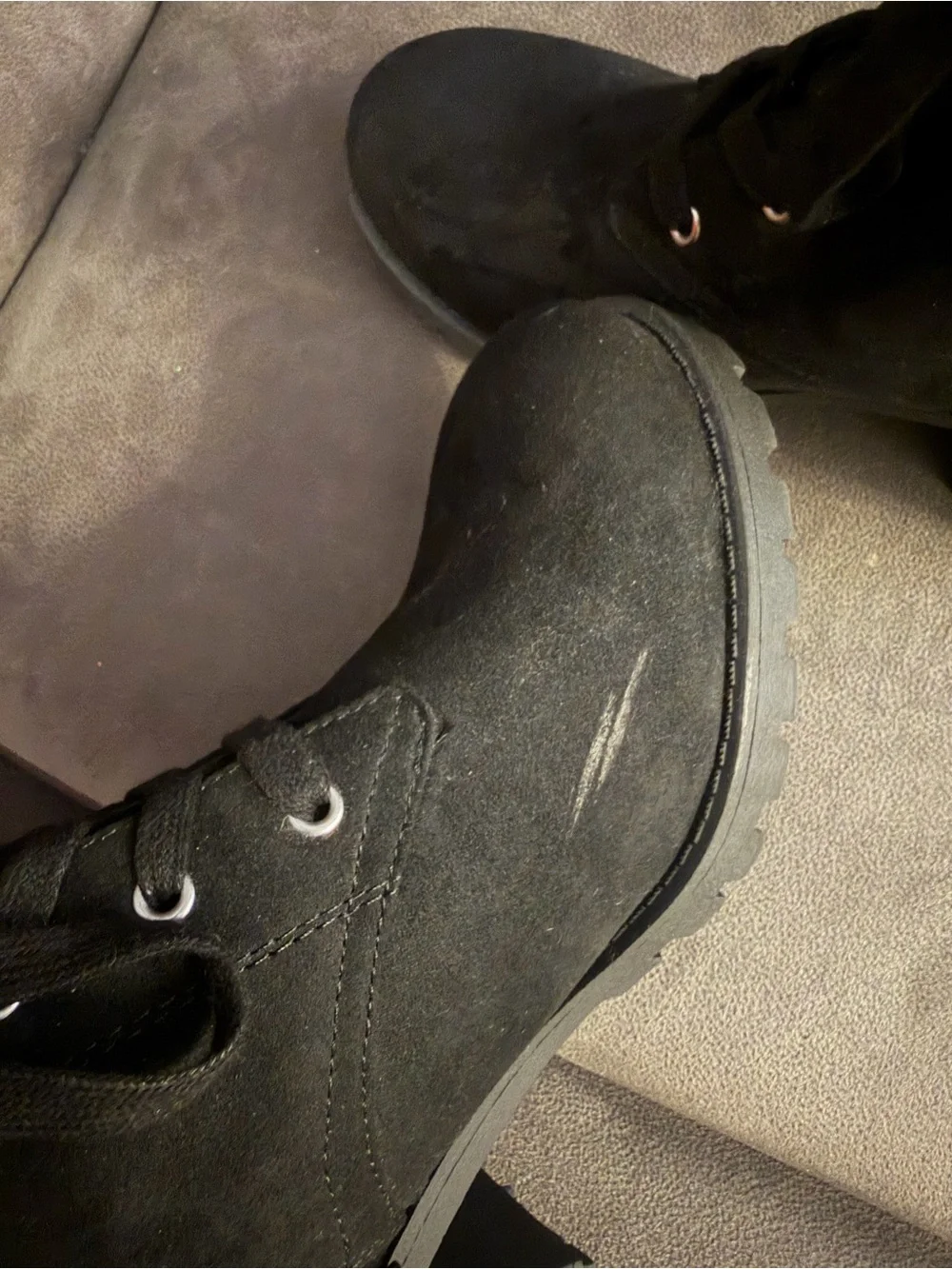Sun + Stone Romina lace-up booties in black with a knit collar detail Size 10 - Picture 4 of 7